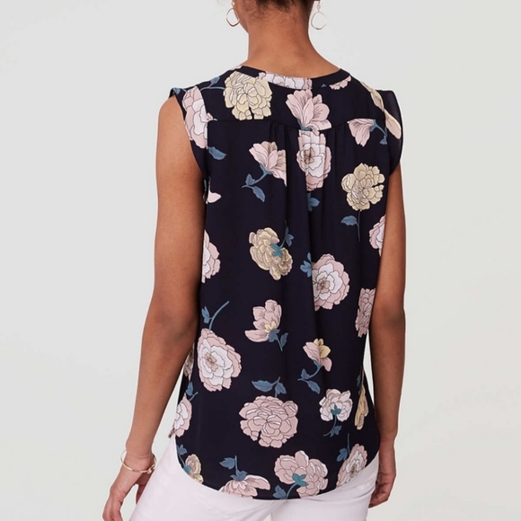 Ann Taylor LOFT Peony Ruffle Henley Shell - Picture 2 of 8